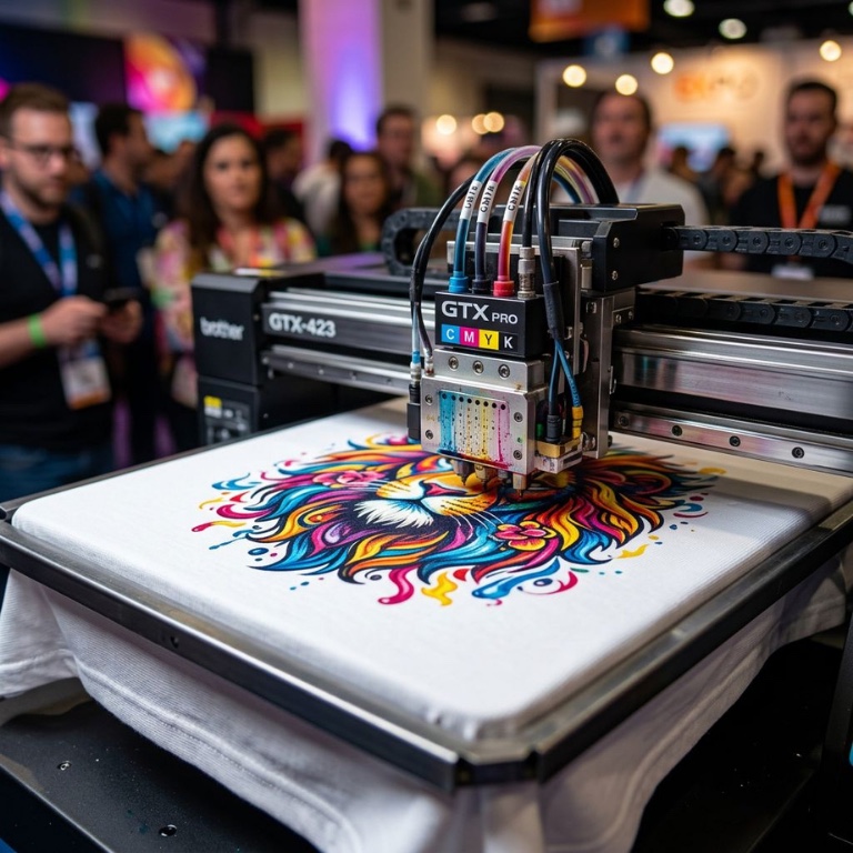 DTG printer producing a colourful design